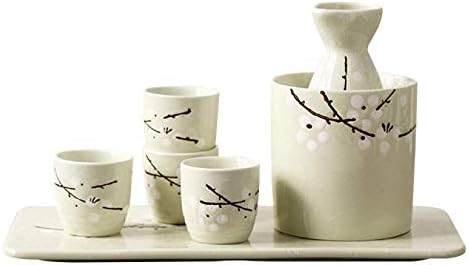 Conjunto de saquê de wrtgerht, conjunto japonês de vaso, xícara de saquê tradicional, design de porcelana pintada à mão Crafts de cerâmica de porcelana xícaras de vinho copos 7 peças-um Natal