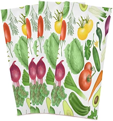 Toalhas de cozinha de legumes jstel Conjunto de 4, toalhas de secagem rápida seco retângulo de 18x28 polegadas Microfiber toalhas de
