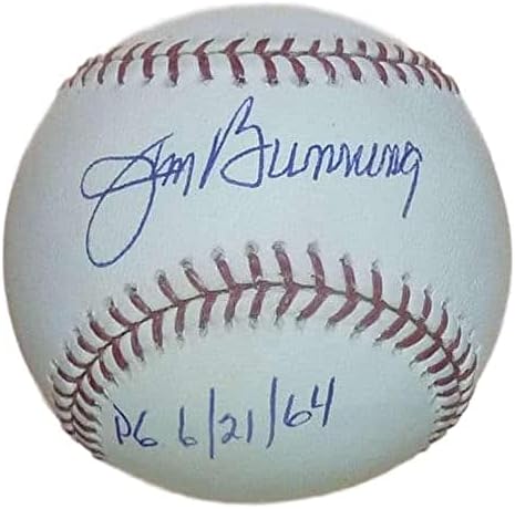 Jim Bunning autografado MLB Baseball Detroit Tigers PG 21/06/64 Inscrição 10734 - Bolalls autografados