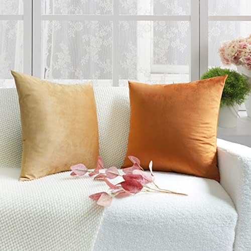 Capa de travesseiro de arremesso de laranja mekajus 22x22 Conjunto de 4 veludo travesseiro de travesseiro quadrado macio Capas de travesseiros de capa para sofá -cama da cama