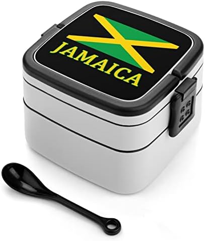 Bandeira jamaicana Double Camada Bento Box Box Recipiente de refeição para trabalho Offce Picnic