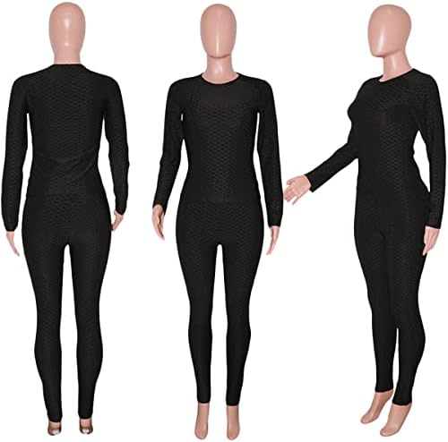 Tils de trajes para mulheres 2 peças Ternos de jogging texturizam roupas de suor de mangas compridas Bodycon calças de corrida