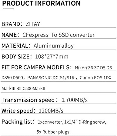 ZITAY CFEXPRESS para conversor adaptador SSD, cartão dummy cfexpress B para adaptador SSD NVME compatível com Panasonic