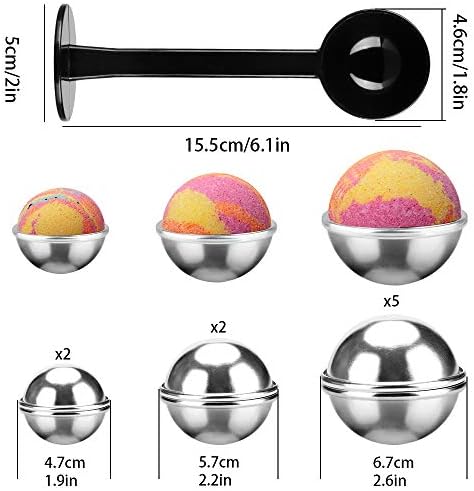 Moldes de bomba de banho de metal, conjunto de moldes de bomba de banho de alumínio 18x, violação de 1x em pó, Bath Bombating Kit Starter Kit Metal Set