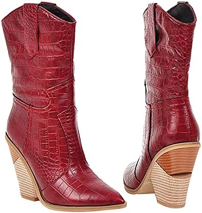 Cowgirl Boots Women Western Boots com guias pull-up fadies cowboy moda de tornozelo