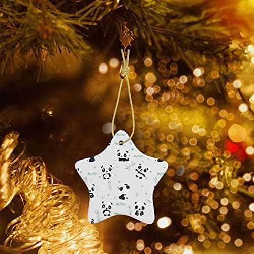 Panda Bamboo 2022 Christmas Ceramic Pinging para decorar a árvore de Natal