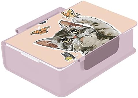 Alaza Butterflies Cut Kitten Bento Bento Bento Lunch Box Free BPA à prova de vazamento Recipientes com Fork & Spoon, 1 peça
