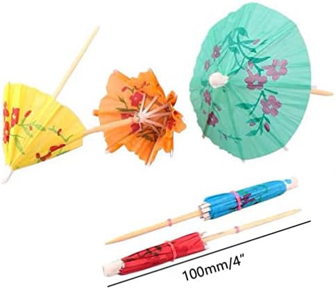 50 PCS Mini Cocktail de parasol Picks Umbrella Bamboo Becas de dente para os aperitivos de frutas suprimentos para festas de casamento, cor mista