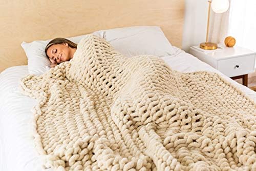 Samiah Luxe Chunky Knit Blain 50x60 Buttercream - cobertor de chenille bege de luxo para decoração da fazenda; Boho