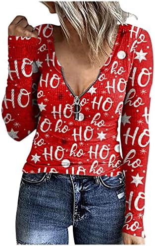 Camiseta feminina de suéters de alerta casual de pullocolador de grama de grama de camiseta longa com suéter de Natal