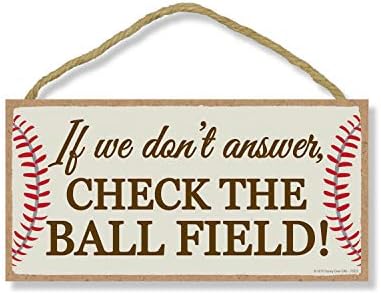 Honey Dew Gifts Sinal Home, se não respondermos, verifique o campo de bola de 5 polegadas por 10 polegadas decoração de beisebol