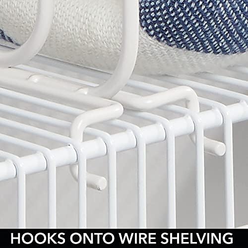 Mdesign Metal Wire Shelf Divishers para organização do armário no quarto, Hall Closets; Organizador para prateleiras, separadores para roupas, suéter; Divisor para prateleiras de fios; Instalação fácil - 2 pacote - branco