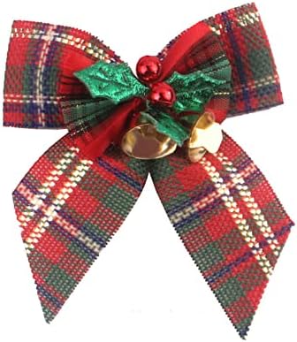 Decorações de festa para filhotes para meninas 2022 Bowknots Christmas Bows com sinos de ferro decorações de árvore de natal