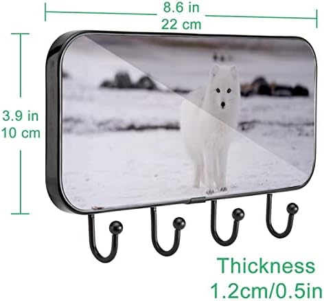 Montagem da parede do rack de casaco impressa da raposa do Ártico, cacau de entrada com 4 conexão para o chapéu de casaco