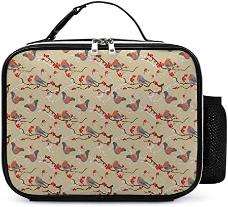 Robin RedBreast Pattern Reutilable Tote Tote Bag Recipiente de lancheira isolada para viagens de piquenique de trabalho de escritório com alça
