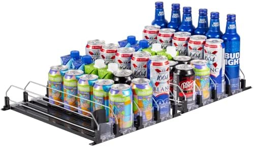 Organizador de bebidas regra para geladeira, refrigerante auto-empolgante pode organizador para geladeira, despensa, cozinha-preta, 8 linhas