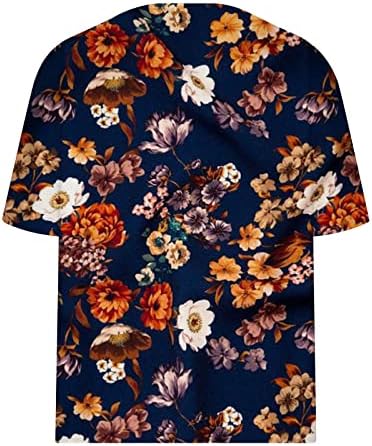 Tops de manga curta para senhoras Deep V pescoço gráfico floral solto ajuste plus size blusa casual camisetas adolescentes