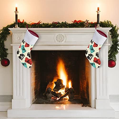 Câmera retrô personalizada meia de Natal em casa lareira de árvore de natal decorações penduradas