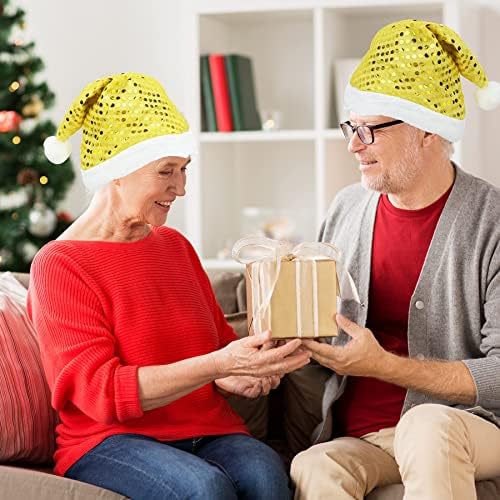 Ocharzy Papai Noel com lantejoulas 4 pacotes chapéu de Natal Papai Noel Hats de lantejoulas para adultos Chapéus de festa de natal presentes de Natal
