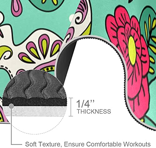 Crânio de Yoga Mat e Flowers Eco Friendly On Slip Fitness Exerche Tapete para Pilates e exercícios de piso