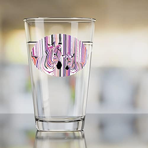 Zebra listras rosa roxo laranja 16 oz vidro de cerveja, vidro temperado, design impresso e um presente de fã perfeito | Ótimo
