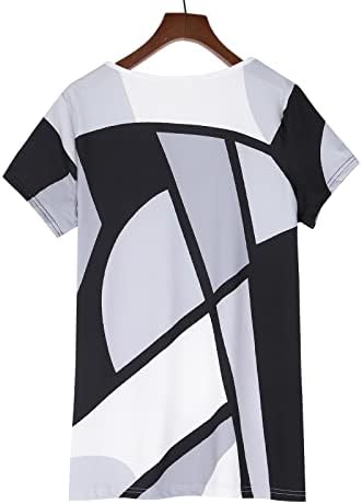 uikmnh ladies tops geométricos de manga curta camiseta solta camiseta de algodão camisa de verão