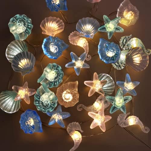Luzes de decoração do oceano joyfulpartner para quarto, tema náutico mar litoral marelas conchas de marinheiro lâmpadas