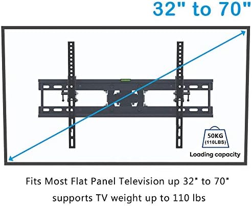 Parede da parede de aço inoxidável Stand para a maioria das TVs curvas planas de 32 a 70 polegadas, prateleira de parede de TV até 50 kg de altura de inclinação ajustável, max vesa 600x400mm