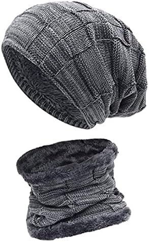 2Pieces Mens Winter Feanie Hat Hat Fleece Lined Sta Conjunto de Capinho de Capinho de Capinho de Capinho de Capinho de Capinho para