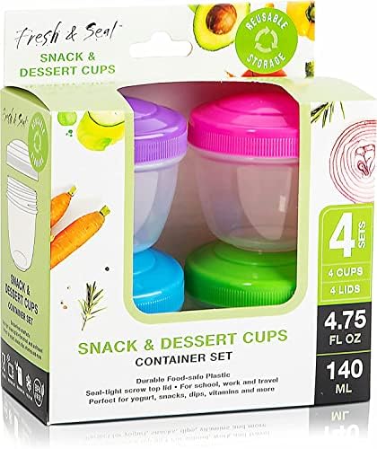 Recipientes para lanches - 4,75 oz de copos de armazenamento de alimentos pequenos com tampas - frutas, nozes, molho, condimentos,