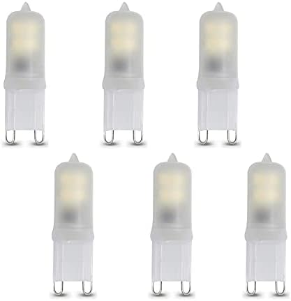 6 pacote de lâmpada de lâmpada LED de 6 pacote 2W Dimmível 2W, Mini tamanho 20W equivalente 200lm Day Light White 6000k 120V Bi-Pin G9 Base LED BULS