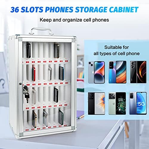 36 Slots Slots Cellet Gabinete Silver Aluminium Lelloy Pocket Gráfico de armazenamento Caixa de armário/alça portátil, calculadora