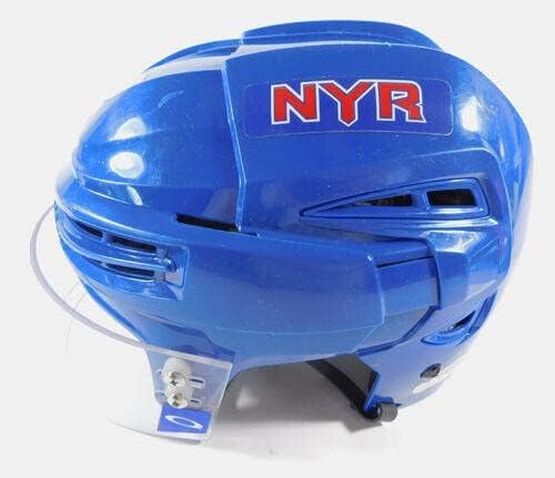 2017-18 Peter Holland 12 NY Rangers Used Bauer Blue Helmet Loa 262045-Jogo usado capacetes NHL