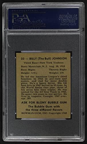 1948 Bowman 33 Billy Johnson New York Yankees PSA PSA 6.00 Yankees