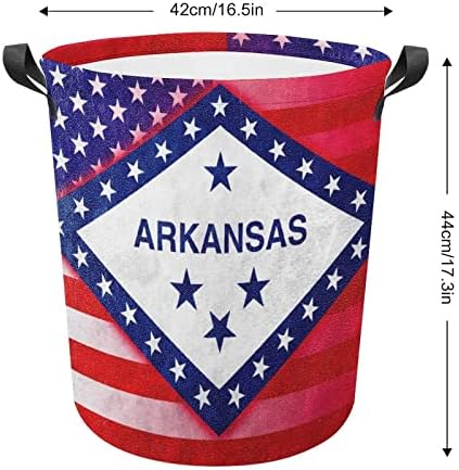 EUA e Arkansas State Bandeira grande cesta de lavanderia à prova d'água cesto de lavanderia Organizador de brinquedos de cesta de armazenamento
