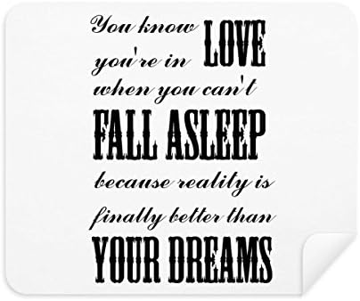 Dream Reality Love Quote Inglês Limpeza de tecidos Limpador de tela 2pcs tecido de camurça