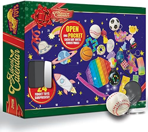 Joyin Fidget Advent Calendar, Calendários de advento de Natal 2022 com brinquedos sensoriais do conjunto de bolhas pop,
