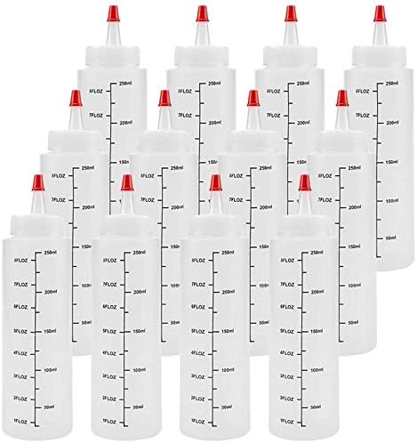 N/A 12 pacote de 12 oz garrafas de aperto com tampa de ponta vermelha - garrafa de esguicho de plástico durável para ketchup, molhos, xarope