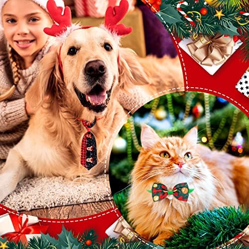 160 peças Christmas Cão de cão arco colar gato cão gato laço laço de pescoço laços de cão de cachorro