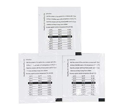 Duvindd 18 pacote de pH Meter Solução de tampão em pó 6.86/4.00/9.18, pacotes de solução de calibração de pH para medidor