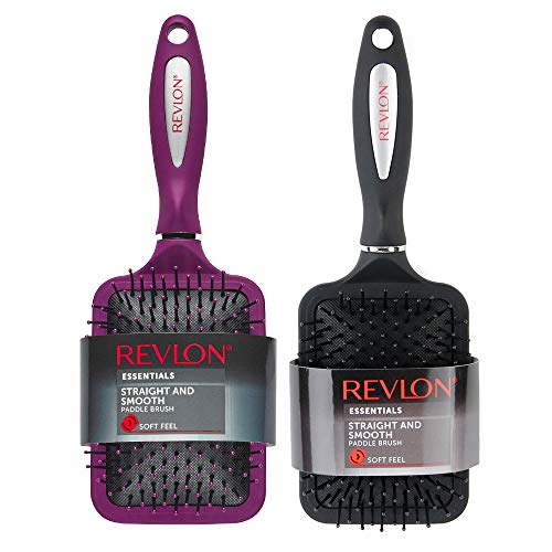 Revlon reto e macio de escova de cabelo macio de toque macio, preto + baga