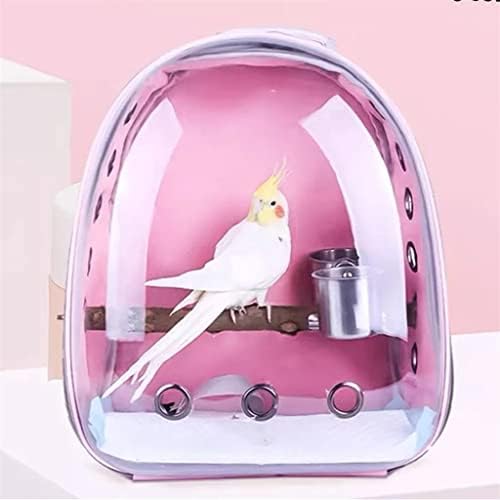 Lepsjgc portátil Birdcage Parrot Carry Travel Backpack com alimentador de acrílico 360 ° Acessórios para animais de estimação