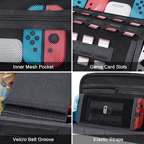 Estarer Caso de transporte para Nintendo Switch OLED Hard Travel Case, Tampa Proteção de Proteção Bolsa de Carry Bag W/16 CARTRIDGES