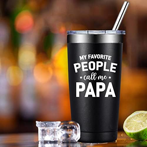 Presentes Grifarny Papa de netos, neta - minhas pessoas favoritas me chamam de papai - Funny Fathers Day de Natal Presentes de aniversário para Papa - Papa Tumbler caneca Copo 20oz