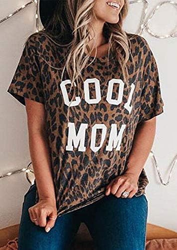 Madre Madre Leopard T-shirts Camisetas Mamãe Camisetas Cheetah Mom Tees Graphic Tops
