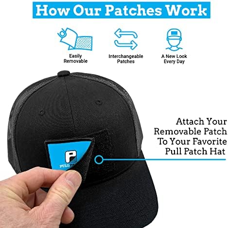 Puxe o patch chapéu tático | Flexfit + Snapback Trucker Curved Bill Cap | 2x3 polegadas de gancho e superfície de loop