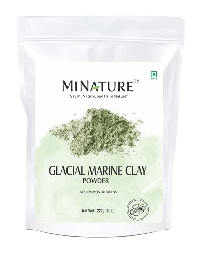 Pó de argila marinha glacial por mi natureza | Ótimo para máscara facial, matagal, sabonetes, bombas de banho, envoltório corporal | Remove a acne, os poros entupidos, a pele morta | 227G | Máscara de argila glacial | Argila oceânica glacial