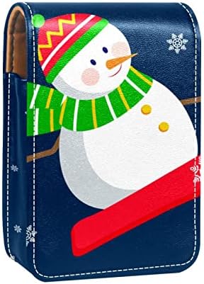 Caixa de batom de Oryuekan com espelho bolsa de maquiagem portátil fofa bolsa cosmética, boneco de neve de desenho animado Natal