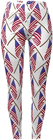 4 de julho Leggings for Women USA Flag de cintura alta Running Yoga Leggings Ultra Soft Stretch Comfy Athletic Gym calças