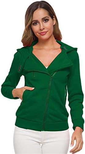 Andongnywell Women Slim Fit Fit Zip Capuz Capelie Jaqueta de manga comprida Sweatshirt Fleece Warm Casual Outwear com bolso